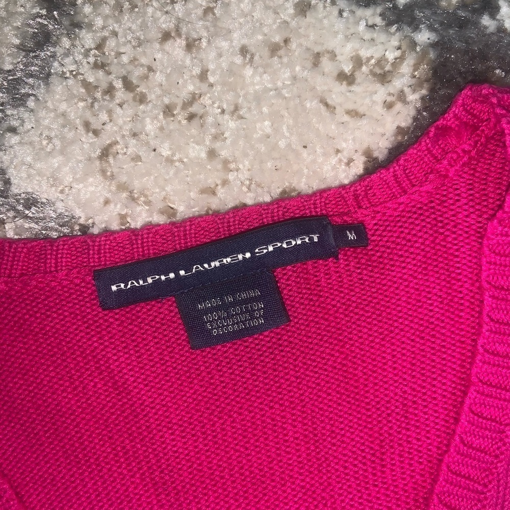 Ralph Lauren sport pink sweater logo big horse winter knit casual - Picture 4 of 4